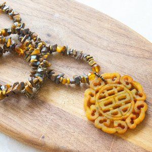 Natural stone layered beaded necklace